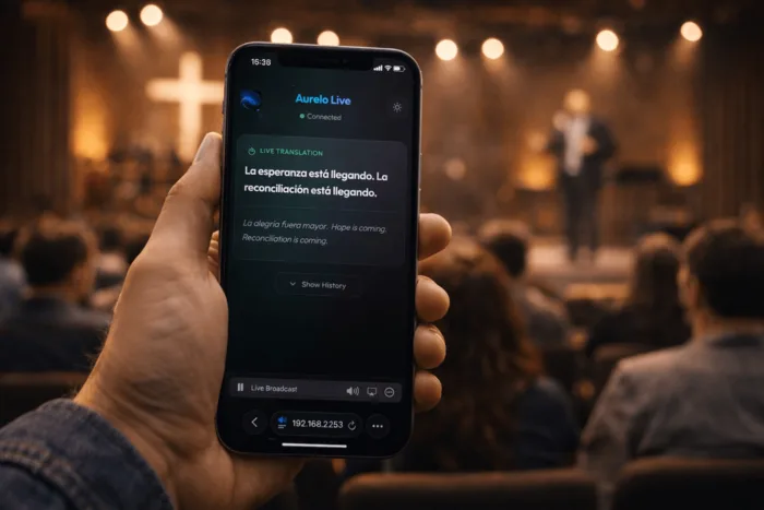 Live translation for churches streaming to mobile and church translation devices